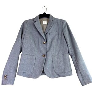 Gap Academy Blazer Women 2 Petite Blue Tweed Button Front Petite Jacket Academia